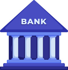 Bank building facade, Architecture building with columns in blue.bank transactions,transfer agreement,bank service.Bank transactions set vector.
