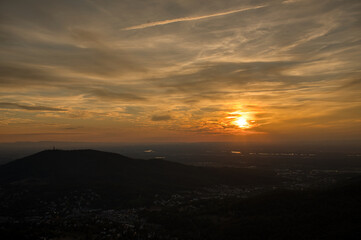 Sonnenuntergang vom Berg Merkur bei Baden-Baden