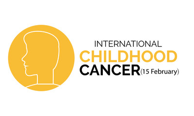 International Childhood Cancer day February 15.Child silhouettes in paper cut style with shadow.