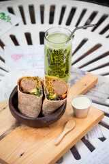 burrito and juice