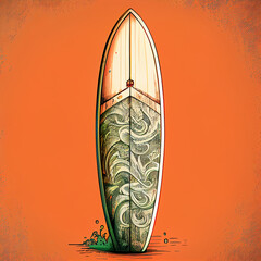 Illustration of a surfboard