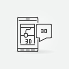 3D Printing via Smartphone device vector thin line concept icon