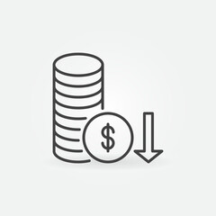 Dollar Coins and Arrow vector Inflation concept line icon