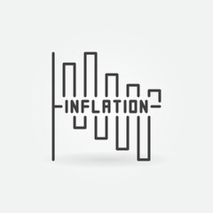 Falling Chart vector thin line Inflation concept icon or sign