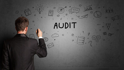 businessman drawing a creative idea sketch