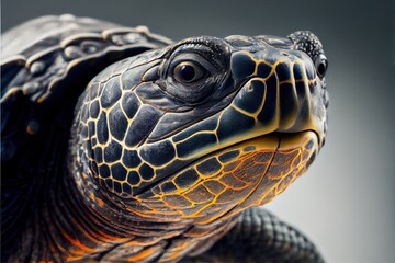 Close up of a Leatherback Turtle isolated on a white background