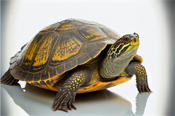 Obraz premium Close up of a River Cooter Turtle isolated on a white background