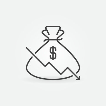 money bag with downward trend clip art preview