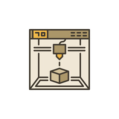 Printer for 3D Printing vector concept colored creative icon or sign