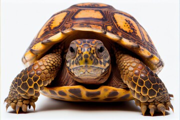 Close up of a Wood Turtle isolated on a white background
