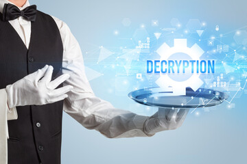 Waiter serving new technology concept