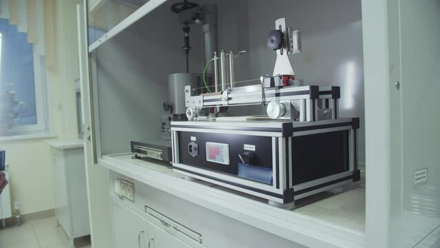Laboratory equipment for determining quality of polymer materials. Testing apparatuses in research laboratory in modern production. Chemical analysis of materials