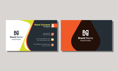 Creative and Clean Business Card Template. Personal visiting card with demo company logo. Vector illustration.