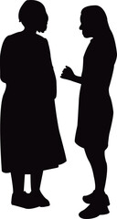 two women making chat, silhouette vector