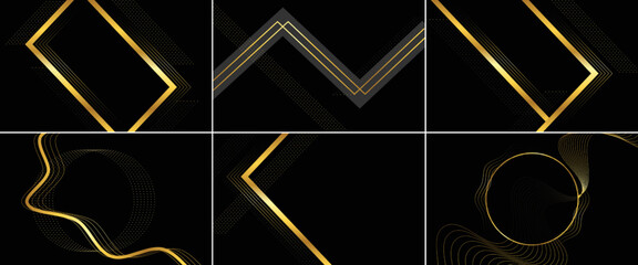 Tile vector pattern with golden ornament on a black background