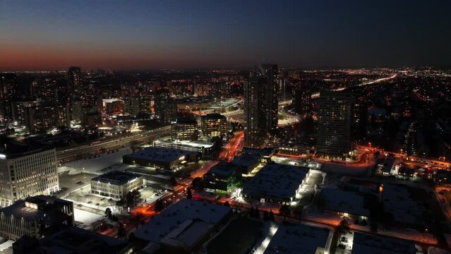 Aerial cinematic Fairview mall DVP 401 sunset 3