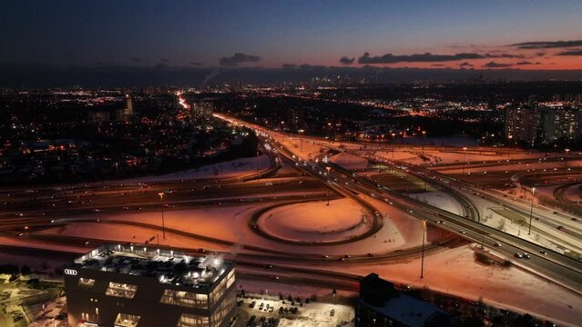 Aerial cinematic Fairview mall DVP 401 sunset 2