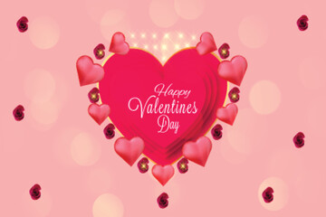 Hearts valentines day with greeting card calligraphic design 43