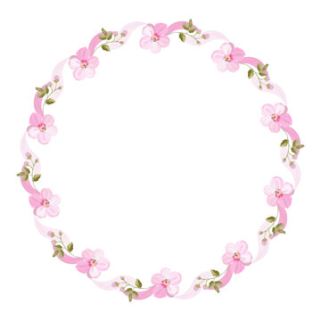 elegant floral wreath with pink flowers and twigs