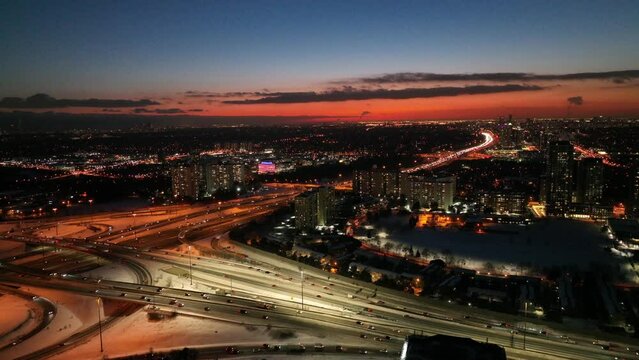 Aerial cinematic Fairview mall DVP 401 sunset 6