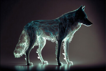 an ice wolf in the dark, generated by generative ai