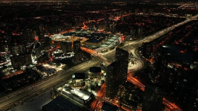 Aerial cinematic Fairview mall DVP 401 sunset 8
