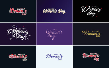 Fototapeta na wymiar Set of cards with International Women's Day logo