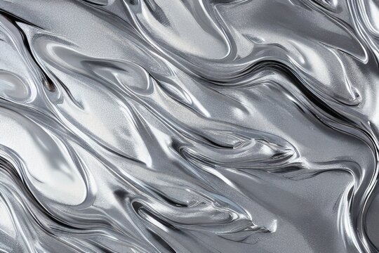 Liquid silver paint, smooth silver texture