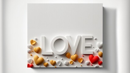 Love and hearts on a white background with copy space, generative art 