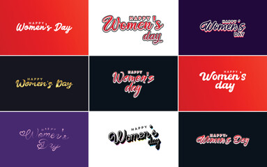 Set of cards with an International Women's Day logo