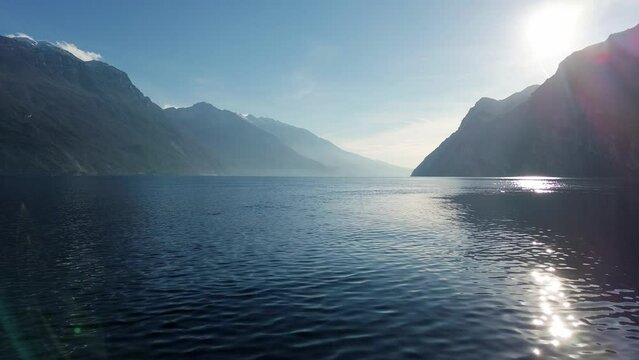 Riva del Garda, Italy. Flight by a drone. Lago Di Garda, Italy