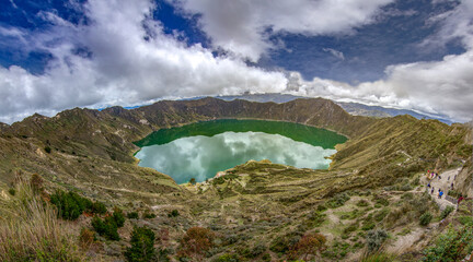 panorama of Quilotoa Lagoon in Ecuador