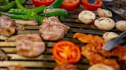 grilled meat and vegetables