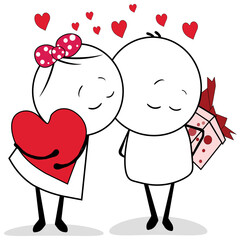 Valentine day.Valentine vector illustration.Cute characters. Romantic,wedding couple. 