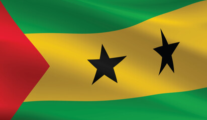 Sao Tome and Principe flag background.Waving Sao Tome flag vector