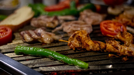 grilled meat and vegetables