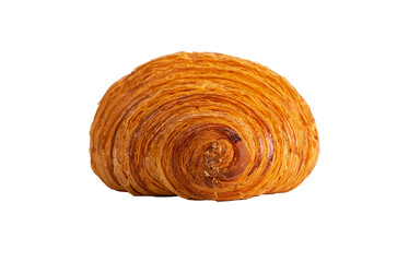 French baked twisted roll of croissant, Fresh sweet dough bakery, bun isolated on white background