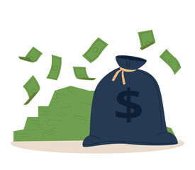Money. Dollars banknotes. Cash money. Flat style Vector illustration