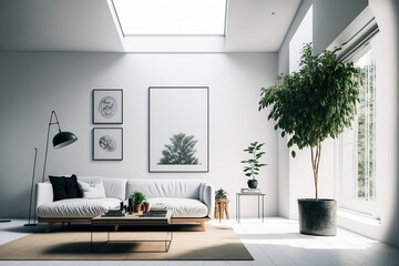 Modern living room interior. - Generative AI