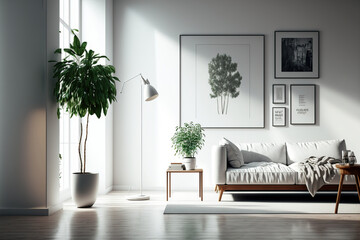 Modern living room interior. - Generative AI