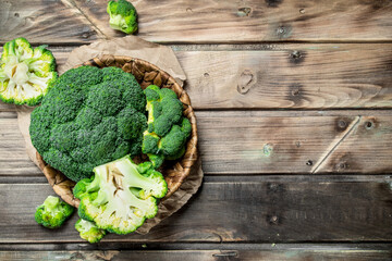 Ripe broccoli in the basket.