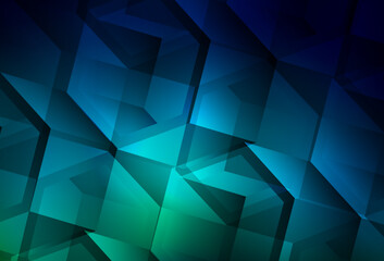 Dark Blue, Green vector background with set of hexagons.