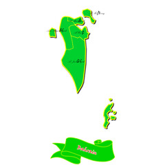 Vector map of Bahrain with subregions in green country name in red