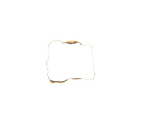 White paper burn marks isolated on black background.