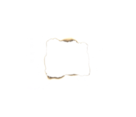 White paper burn marks isolated on black background.