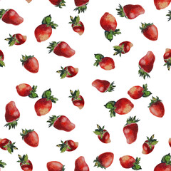 Pattern from strawberries. Elements in watercolor style