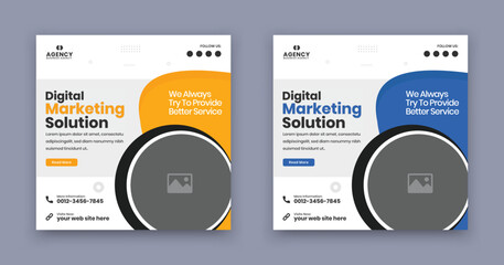 Digital marketing solution agency editable minimal promotional square social media post banner template. Web banner ads for your creative online business.