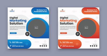 Digital marketing solution agency editable minimal promotional square social media post banner template. Web banner ads for your creative online business.