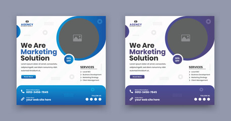 Digital marketing solution agency editable minimal promotional square social media post banner template. Web banner ads for your creative online business.