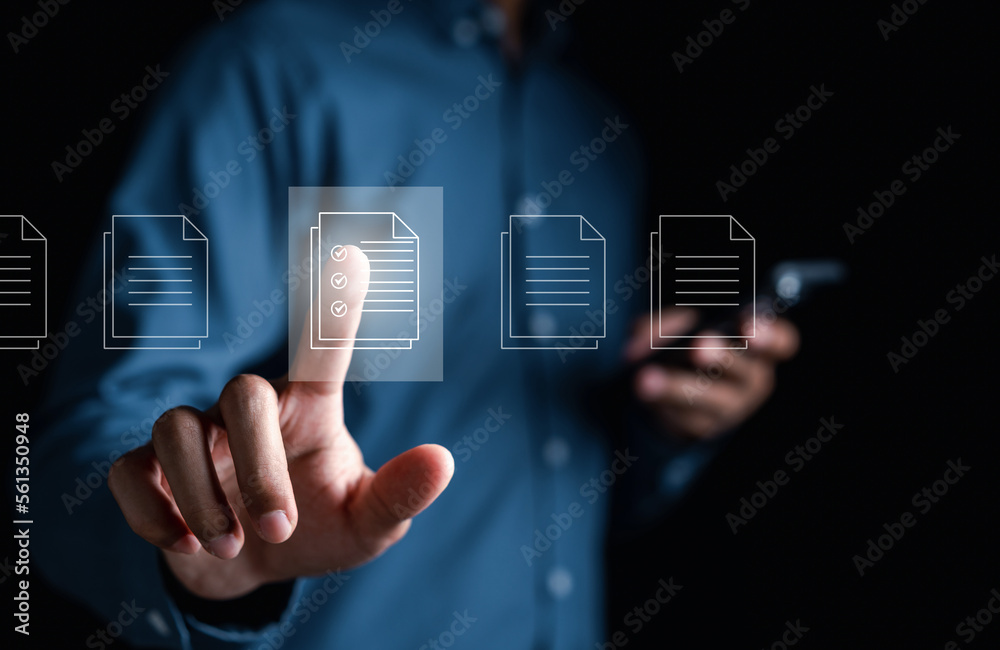 Aufkleber Document Management System, online documentation database and process automation to efficiently manage files, knowledge and documentation in enterprise with ERP. Corporate business technology, DMS